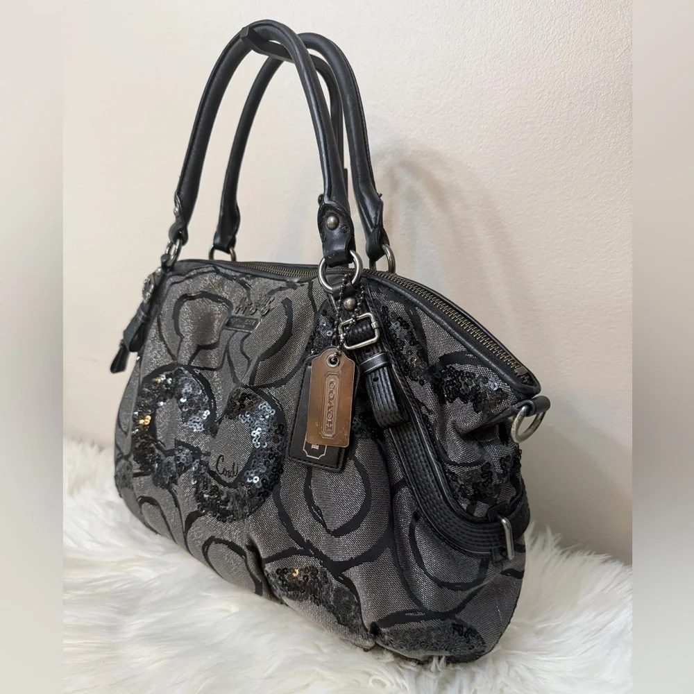 Coach vintage Sequin Black and Gray Shoulder Bag#15940